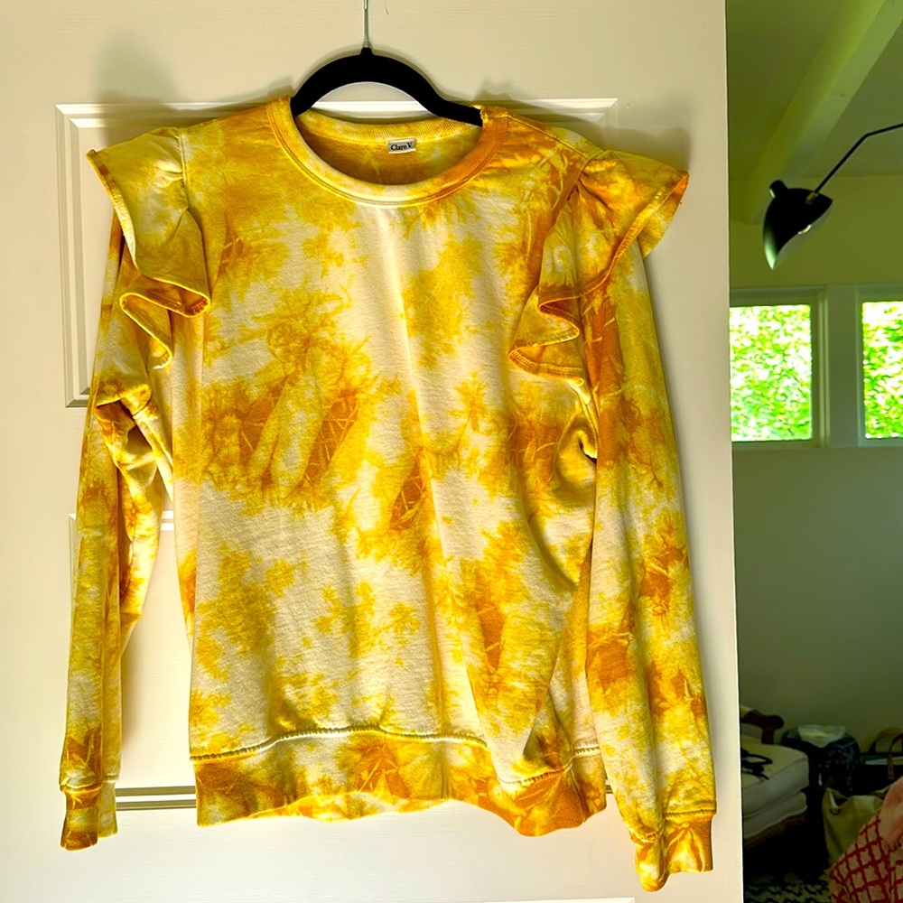 Perfect condition Clare V ruffle-sleeve sweatshirt size M